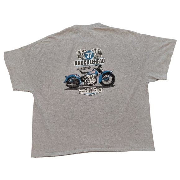 Gildan 37 Knucklehead Dales Wheels Through Time 3XL Gray Motorcycle T Shirt A6 - Picture 3 of 9